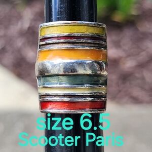 Designer Scotter Paris enamel ring size 6.5 fashion jewelry mid-century style